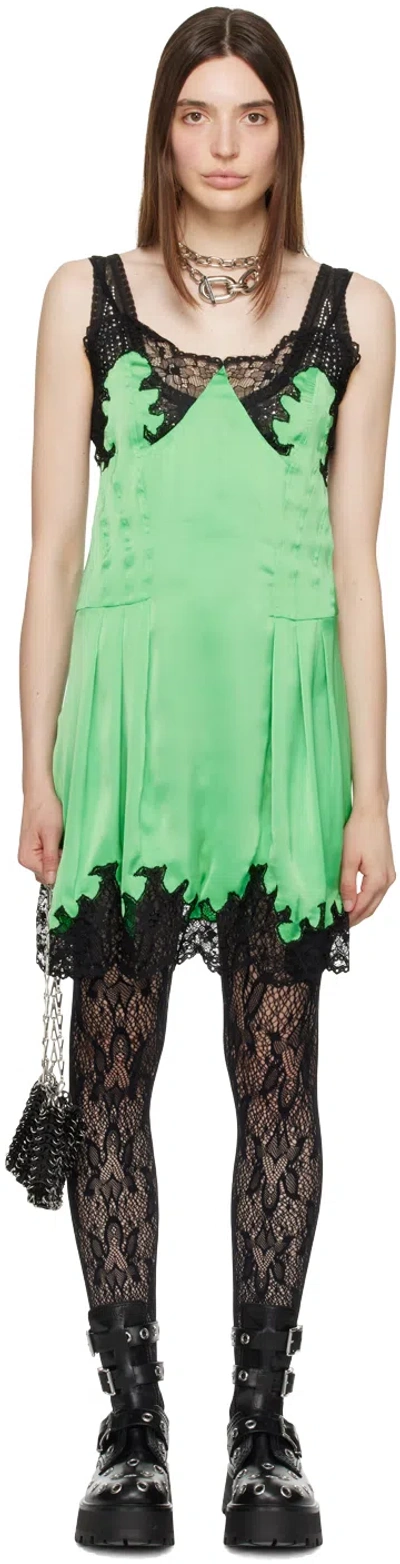 Rabanne Green Paneled Minidress In P323 Bright Green