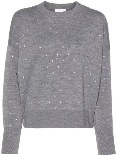 RABANNE GREY CRYSTAL-EMBELLISHED WOOL JUMPER - WOMEN'S - WOOL/POLYAMIDE/ELASTANE