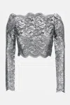 Rabanne Cropped Lace Top In Black Silver In Gray