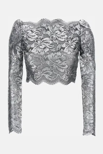 Rabanne Grey Lace Top In Gray