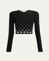 Rabanne Embellished Solid Jersey Second Skin Top In Black