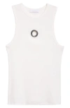 Rabanne Grommet Detail Jersey Tank In White