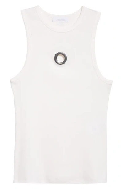 Rabanne Grommet Detail Jersey Tank In White