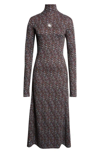 Rabanne Grommet Detail Long Sleeve Knit Dress In Multi