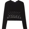 Rabanne Embellished Solid Jersey Second Skin Top In Black