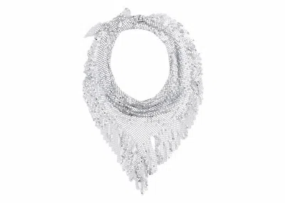 Pre-owned Rabanne H&m Metalmesh Triangle Scarf With Fringe (mens) In Silver