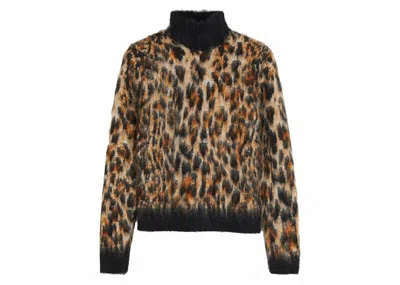 Pre-owned Rabanne H&m Mohairblend Jacquardknit Sweater (mens) In Leopard In Brown
