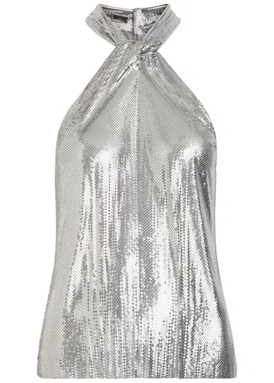 Rabanne Halterneck Chainmail Top In Gray