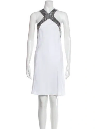 Pre-owned Rabanne Halterneck Knee-length Dress In White