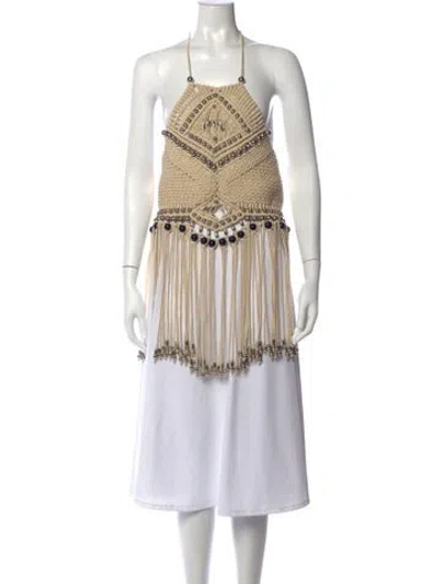 Pre-owned Rabanne Halterneck Sleeveless Top In Neutrals