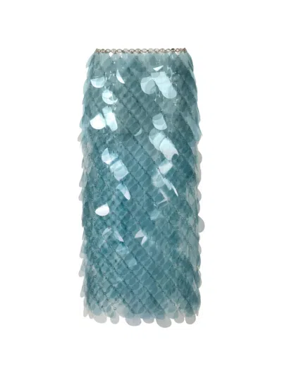 Rabanne Hand-assembled Midi Skirt In Blue Layered Bilics