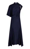 Rabanne Hardware-detailed Draped Jersey Midi Dress In Navy