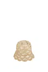 Rabanne Embellished Scalloped Crocheted Raffia Bucket Hat In Natural