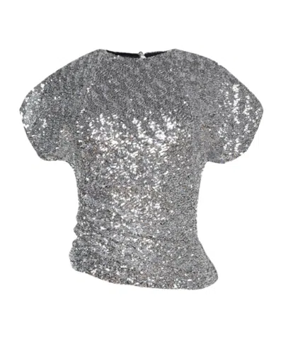 Rabanne Haut Asymmetric Top In Silver Tone