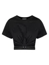 Rabanne Piercing Cropped T-shirt In Black Cotton In Black
