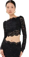 Rabanne Black Crop Top In Lace Black In Black