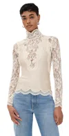 Rabanne High-neck Lace Blouse In Ivory