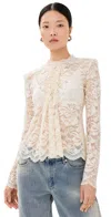 Rabanne Lace Long-sleeve Top In Ivory