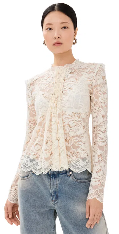 Rabanne Lace Long-sleeve Top In Ivory