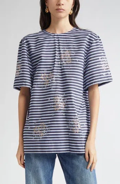 Rabanne Haut Crystal Embellished Tie Back Top In Blue