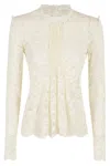 Rabanne Lace Long-sleeve Top In Ivory