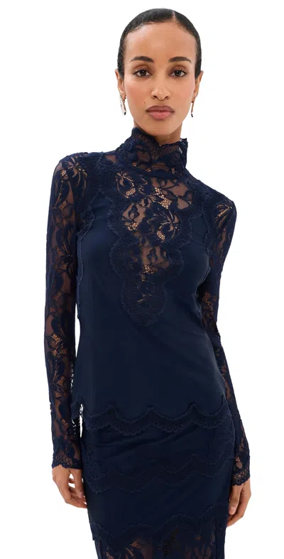 Rabanne Haut Lace Top Deep Navy In Blue