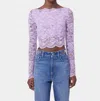 Rabanne Lavender Lace-effect Top With Boat Neckline