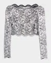 Rabanne Cropped Scalloped Stretch-lace Top In Multi