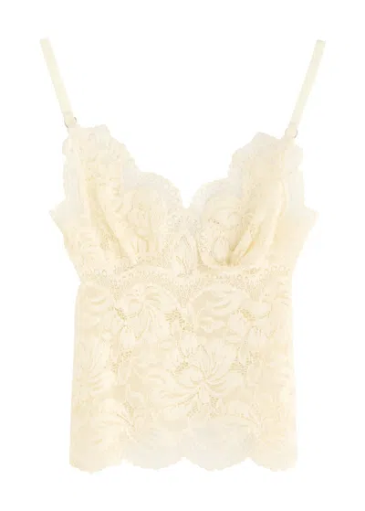Rabanne Haut Scalloped Sheer Lace Tank In Ivory