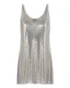 Rabanne Metallic Sleeveless Top With Spaghetti Straps And Chainmail In Tech Fabric Woman In Silver