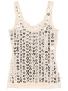 Rabanne Second Skin Top With Circular Embellishments In Neutrals