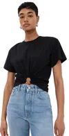 Rabanne Womens Black Ring-embellished Cropped Cotton-jersey T-shirt In Black