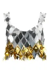 Rabanne Metallic Geometric Embellished Sleeveless Cropped Top