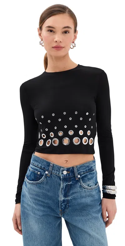 Rabanne Embellished Solid Jersey Second Skin Top In Black