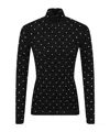 Rabanne Embellished Fitted Turtleneck Long Sleeve Top In Black
