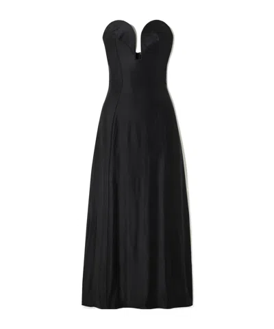 Rabanne Strapless Stretch-jersey Midi Dress In Black