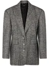 Rabanne Herringbone-pattern Wool Blazer In 黑色
