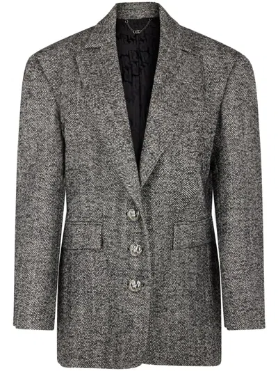 RABANNE HERRINGBONE-PATTERN WOOL BLAZER