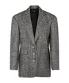 Rabanne Herringbone-pattern Wool Blazer In Black