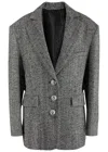 Rabanne Herringbone-pattern Wool Blazer In Black