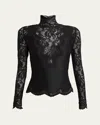 Rabanne High-neck Lace Blouse In Black