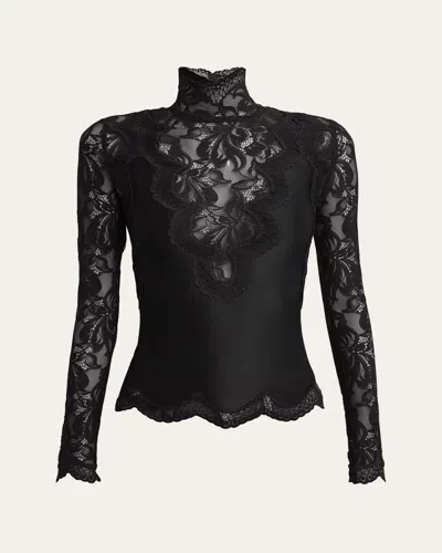 Rabanne High-neck Lace Blouse In Black