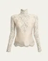 Rabanne High-neck Lace Blouse In Ivory