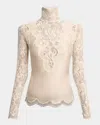 Rabanne High-neck Lace Blouse In Ivory