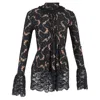 Rabanne High Neck Lace Trimmed Top In Black Cotton In Black