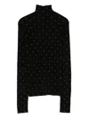 Rabanne High Neck Sweater With Rhinestones  In Black