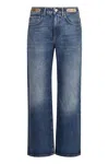 Rabanne High-rise Boyfriend Jeans Featuring Metallic Embellishments In Navy