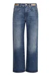 Rabanne High-rise Boyfriend Jeans Featuring Metallic Embellishments In Navy