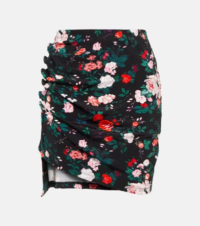 Rabanne High-rise Floral Miniskirt In Black Rose Garden