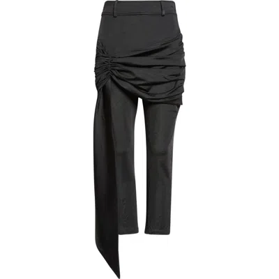 Rabanne High Waist Drape Front Stretch Capri Pants In Black